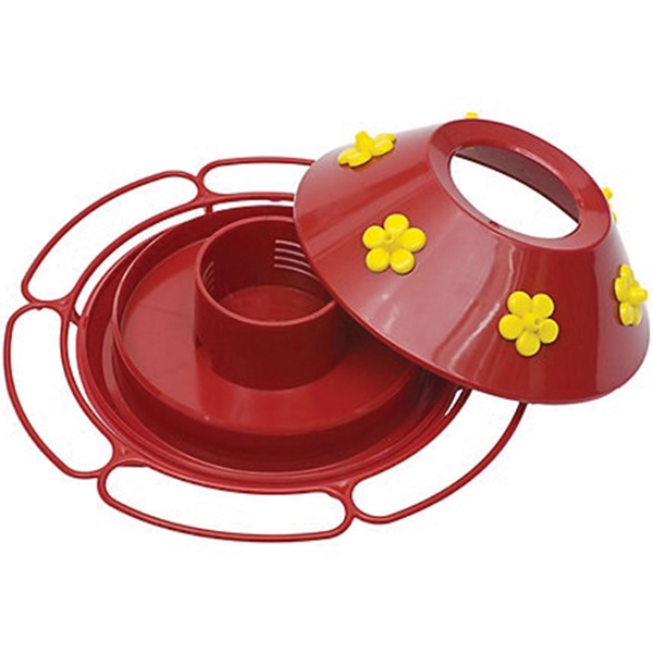 Perky-Pet 209B Bird Feeder, 30 oz, 6-Port/Perch, Glass/Plastic, Bright Red/Yellow, 8.3 in H - 3