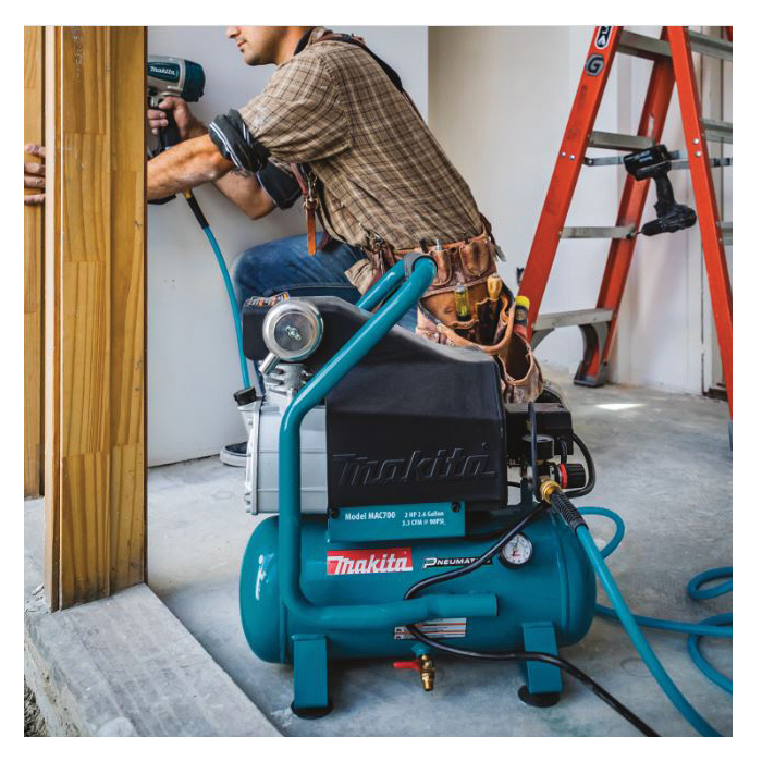 Makita Big Bore MAC700 Portable Electric Air Compressor, Tool Only, 2.6 gal Tank, 2 hp, 120 V, 130 psi Pressure - 2