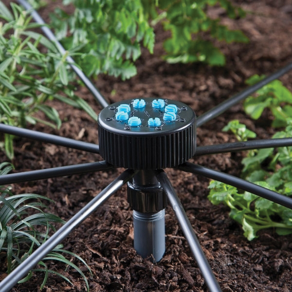 Raindrip 13800UB Adjustable Watering Manifold, 1/2 x 1/4 in Connection, FPT, 8-Port - 4