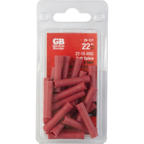 Gardner Bender 20-121 Insulated Butt Splice Connector, 600 V, 22 to 18 AWG Wire, Red - 2