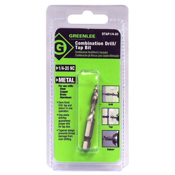 Greenlee DTAP1/4-20 Drill/Tap, 1/4-20 Thread, Steel - 1