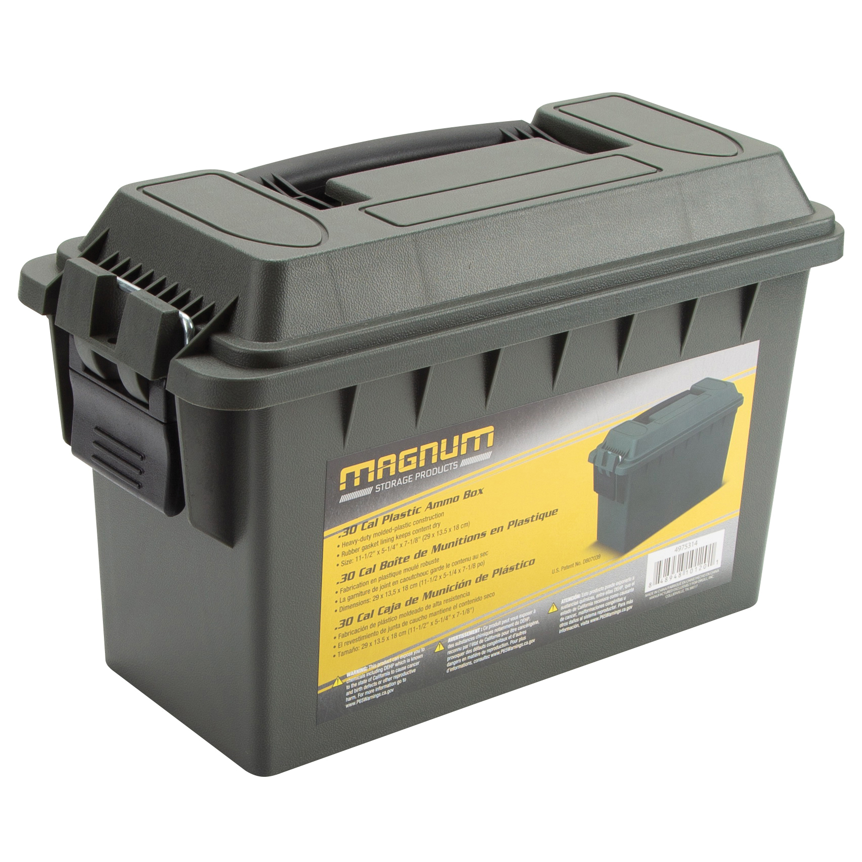 Magnum 10120 Ammo Box, 5-1/4 in W, 11-1/2 in D, Plastic, OD Green - 1
