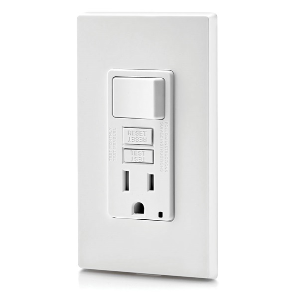 Leviton C92-GFSW1-00W Combination Switch, 2 -Pole, 15 A, 125 V, White - 3