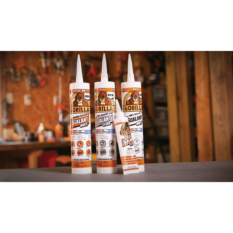 Gorilla 8050002 Silicone Sealant, Clear, 1 days Curing, -40 to 350 deg F, 10 oz Cartridge - 1