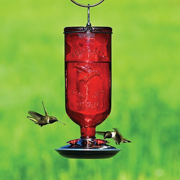 Perky-Pet 8109-2 Bird Feeder, 16 oz, 4-Port/Perch, Glass/Metal, Red, 10.6 in H - 2