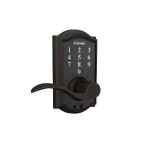 Schlage FE Series FE695VCAMXACC716 Electronic Entry Lock, 19 Number of User Codes, 1/2 in Projection, Wave Design, Metal - 2