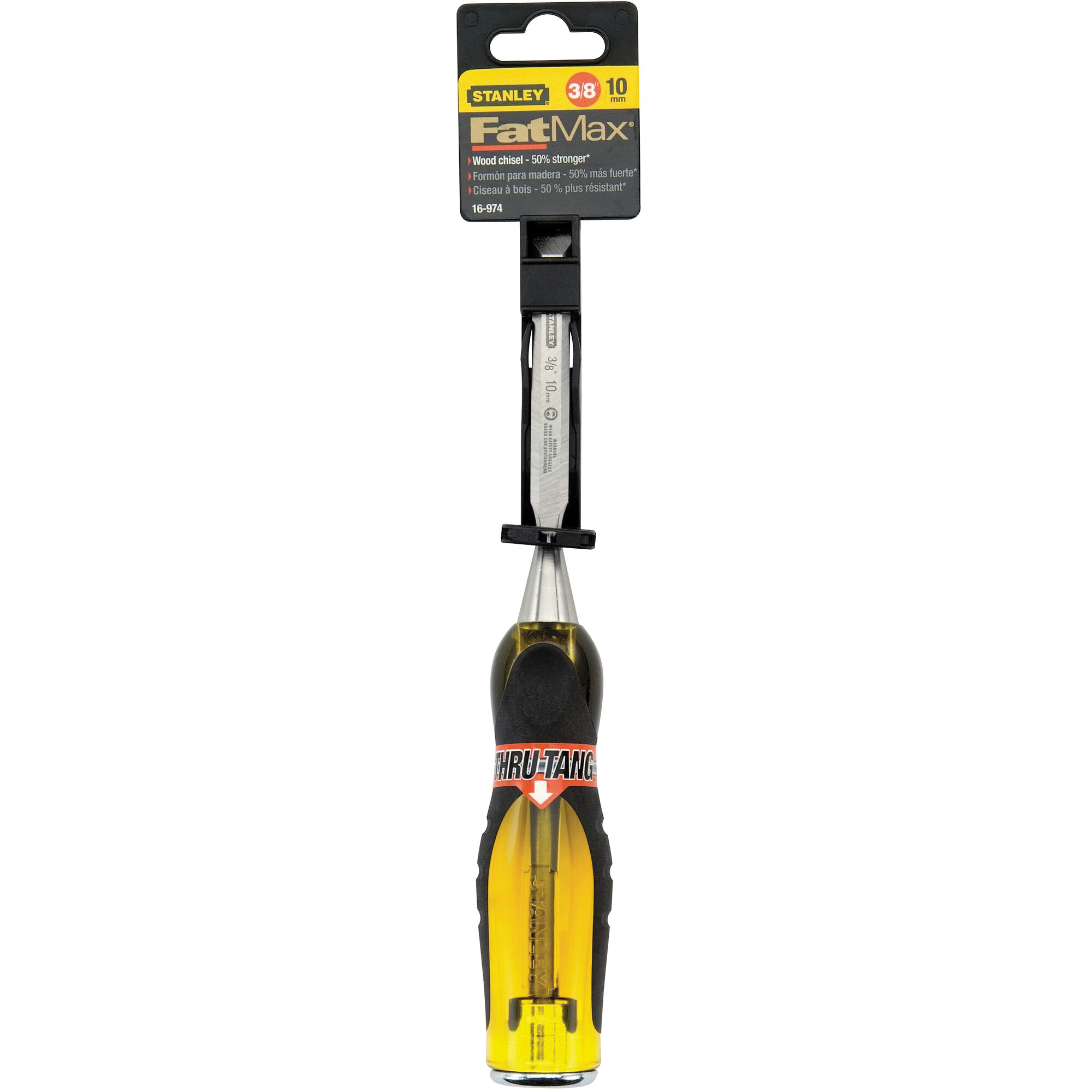 STANLEY Fatmax Thru-Tang 16-974 Chisel, 3/8 in Tip, 9 in OAL, Chrome Carbon Alloy Steel Blade, Ergonomic Handle - 3