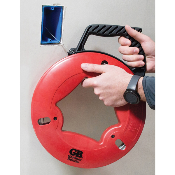 Gardner Bender UpperHand Series FTS-125R Fish Tape, 1/8 in Tape, 125 ft L Tape, Carbon Steel Tape, Red Case - 3