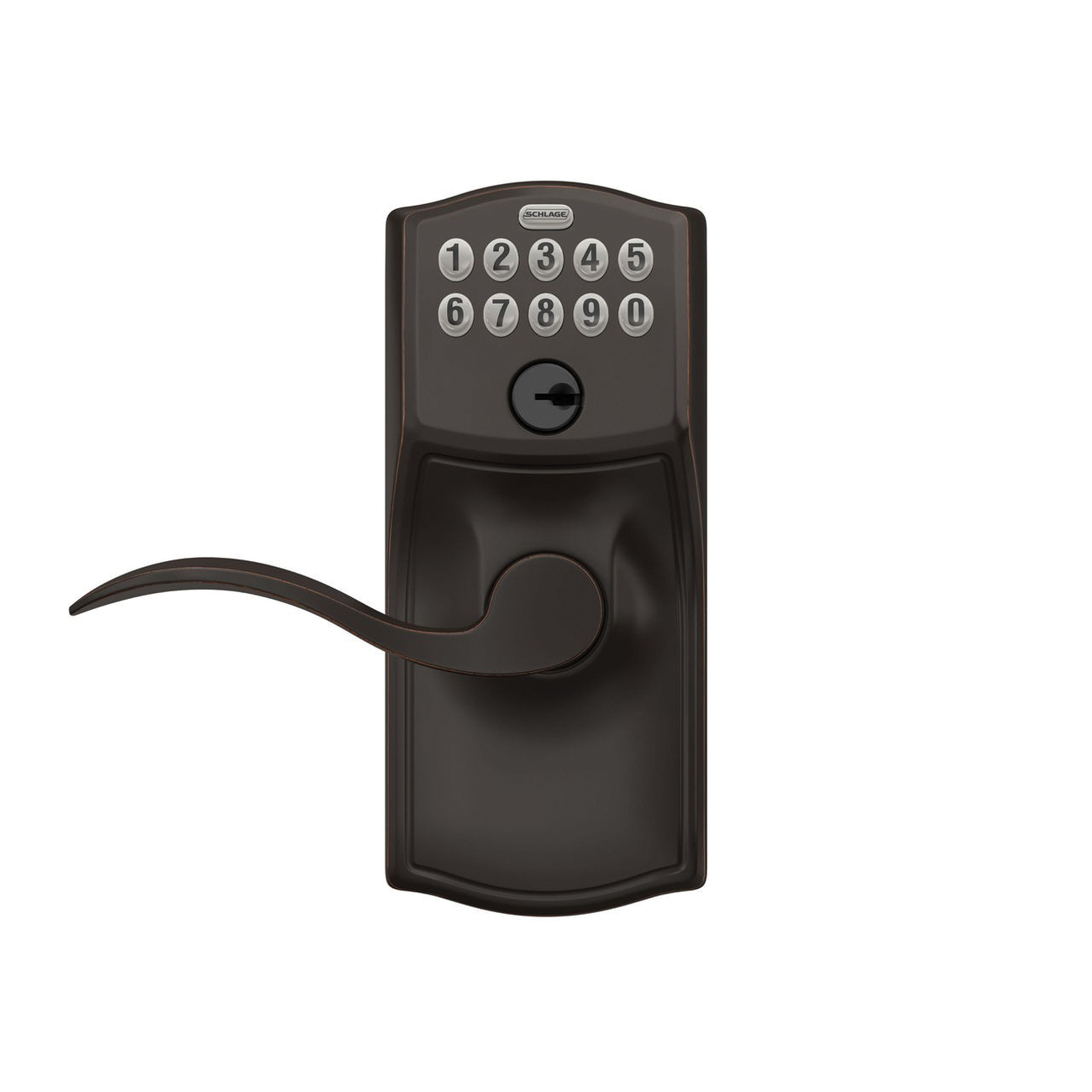 Schlage FE Series FE595VCAM/ACC 716 Electronic Entry Lock, 19 Number of User Codes, 1/2 in Projection, Wave Design, Yes - 2