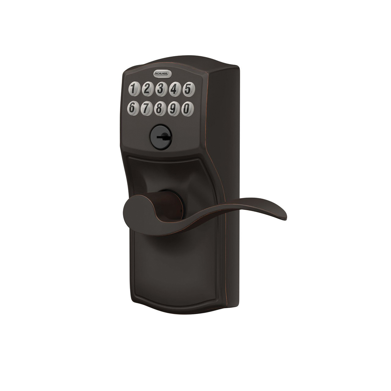 Schlage FE Series FE595VCAM/ACC 716 Electronic Entry Lock, 19 Number of User Codes, 1/2 in Projection, Wave Design, Yes - 3