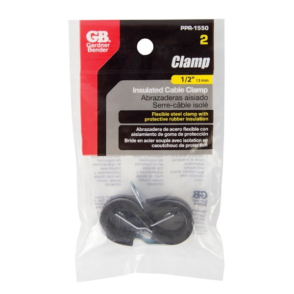Gardner Bender PPR-1550 Insulated Cable Clamp, 1/2 in Max Bundle Dia, Rubber/Steel, Black - 3