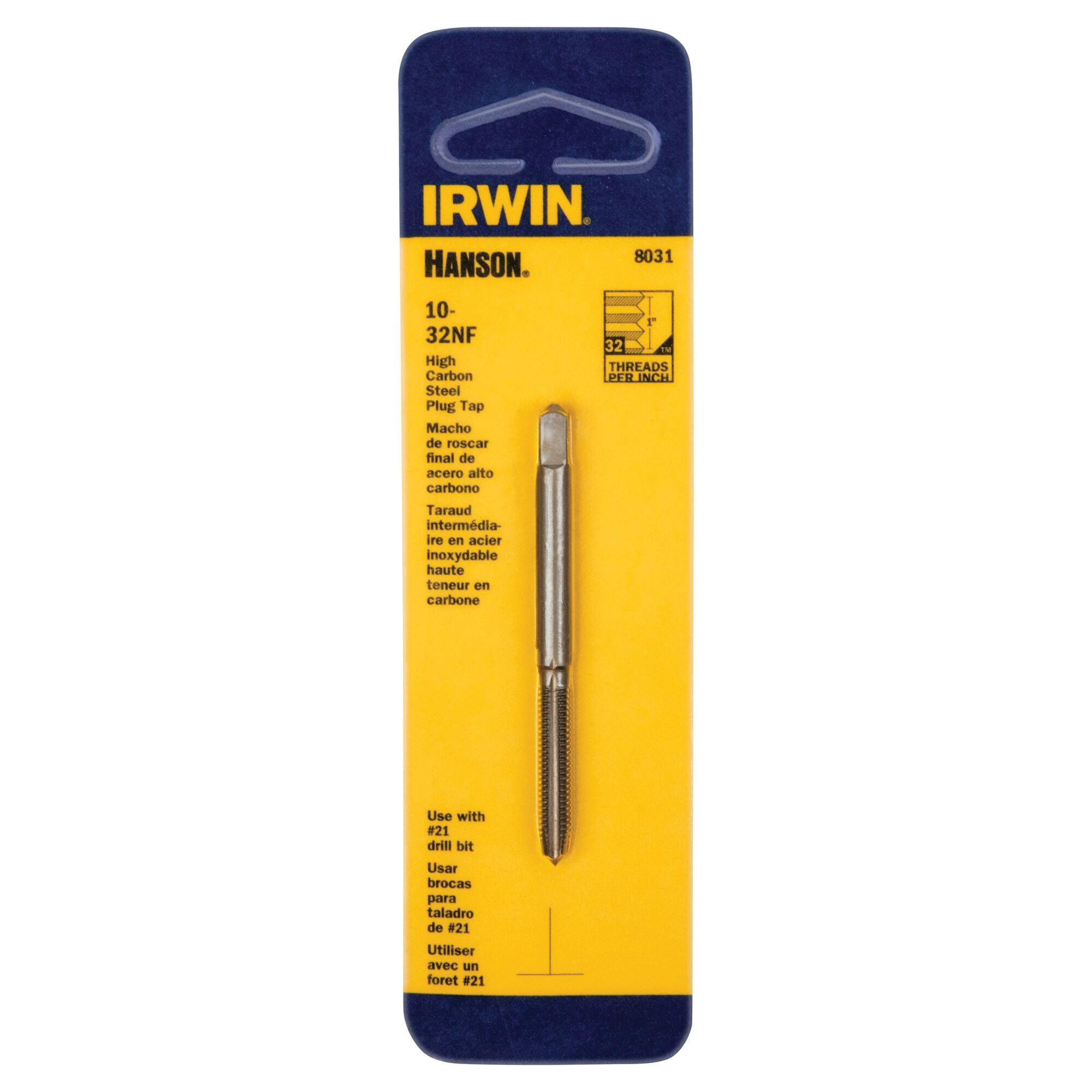 Irwin Hanson 8031 Machine Screw Tap, #10-32 UNF Thread, Plug Tap Thread, 4-Flute, HCS - 4