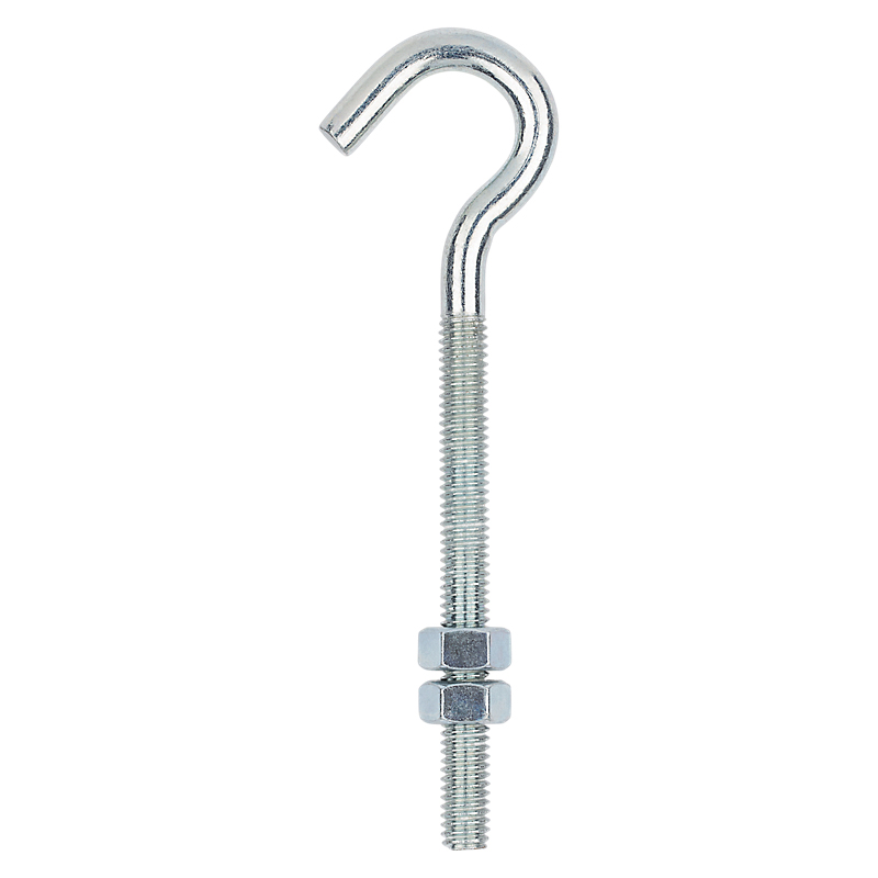 National Hardware 2162BC Series N221-689 Hook Bolt, 5/16-18 Thread, 3-1/4 in L Thread, 5 in L, Steel, Zinc-Plated - 4