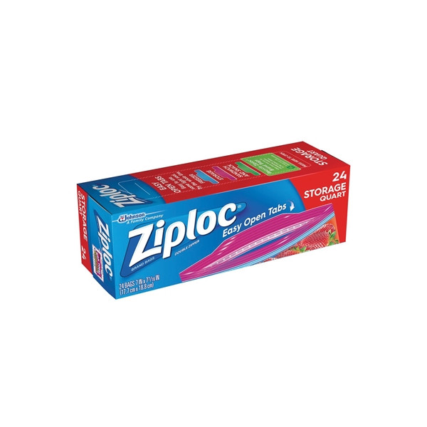 Ziploc 00330 Storage Bag, 1 qt Capacity, Plastic - 2