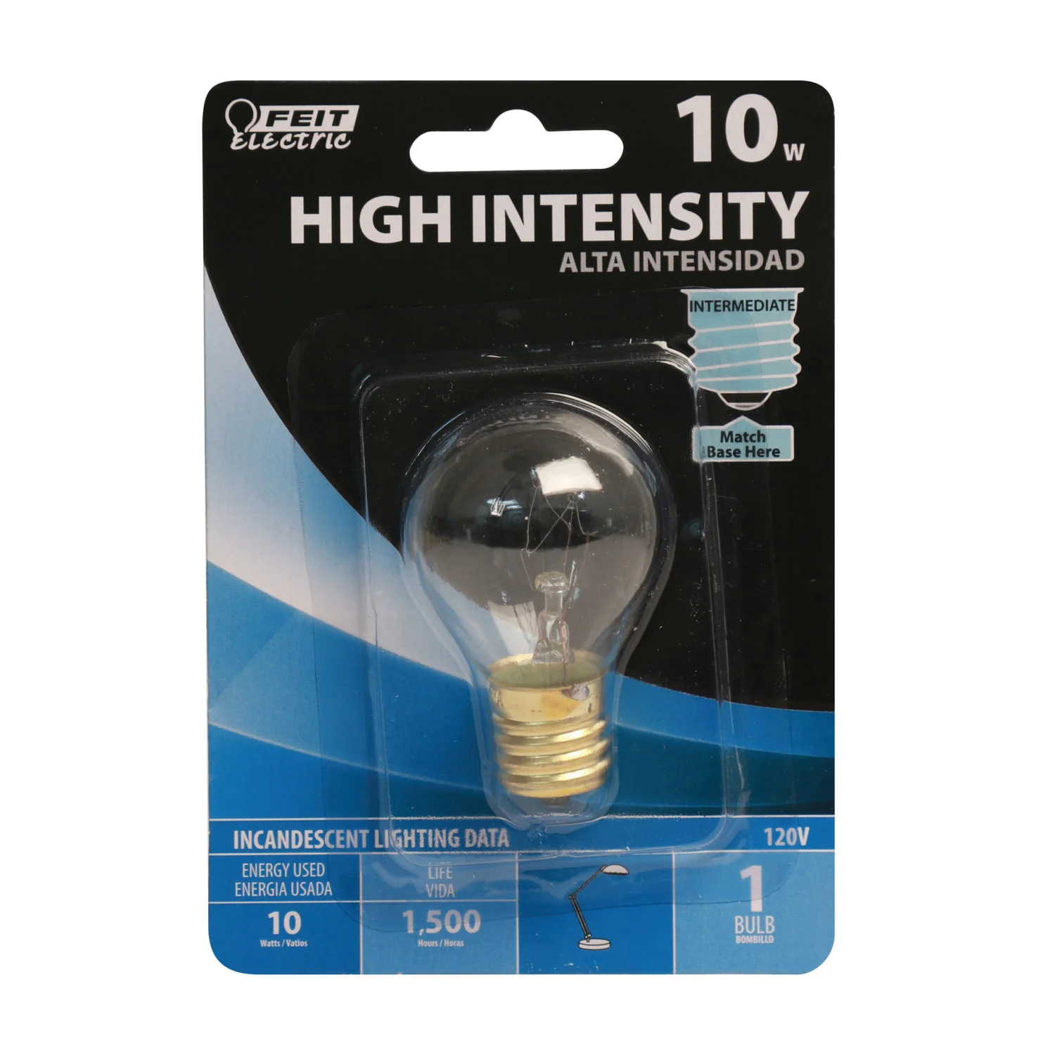 Feit Electric BP10S11N Incandescent Bulb, 10 W, S11N Lamp, Intermediate E17 Lamp Base, 2700 K Color Temp - 2