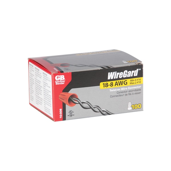 Gardner Bender WireGard GB-6 Series 10-006 Wire Connector, Red, 18 to 10 AWG Wire, Steel Contact, 100/CT - 4