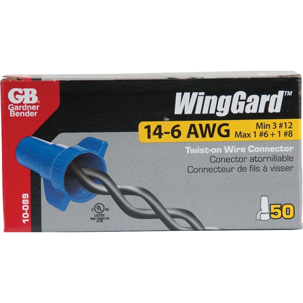 Gardner Bender WingGard 89 10-089 Wire Connector, 14 to 6 AWG Wire, Steel Contact, Polypropylene Housing Material, 50/CT - 4