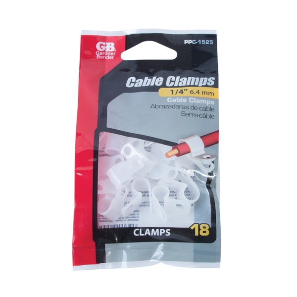 Gardner Bender PPC-1525 Cable Clamp, 1/4 in Max Bundle Dia, Plastic, White - 4