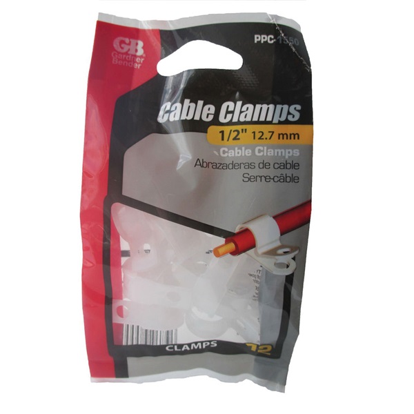 Gardner Bender PPC-1550 Cable Clamp, 1/2 in Max Bundle Dia, Plastic, White - 3