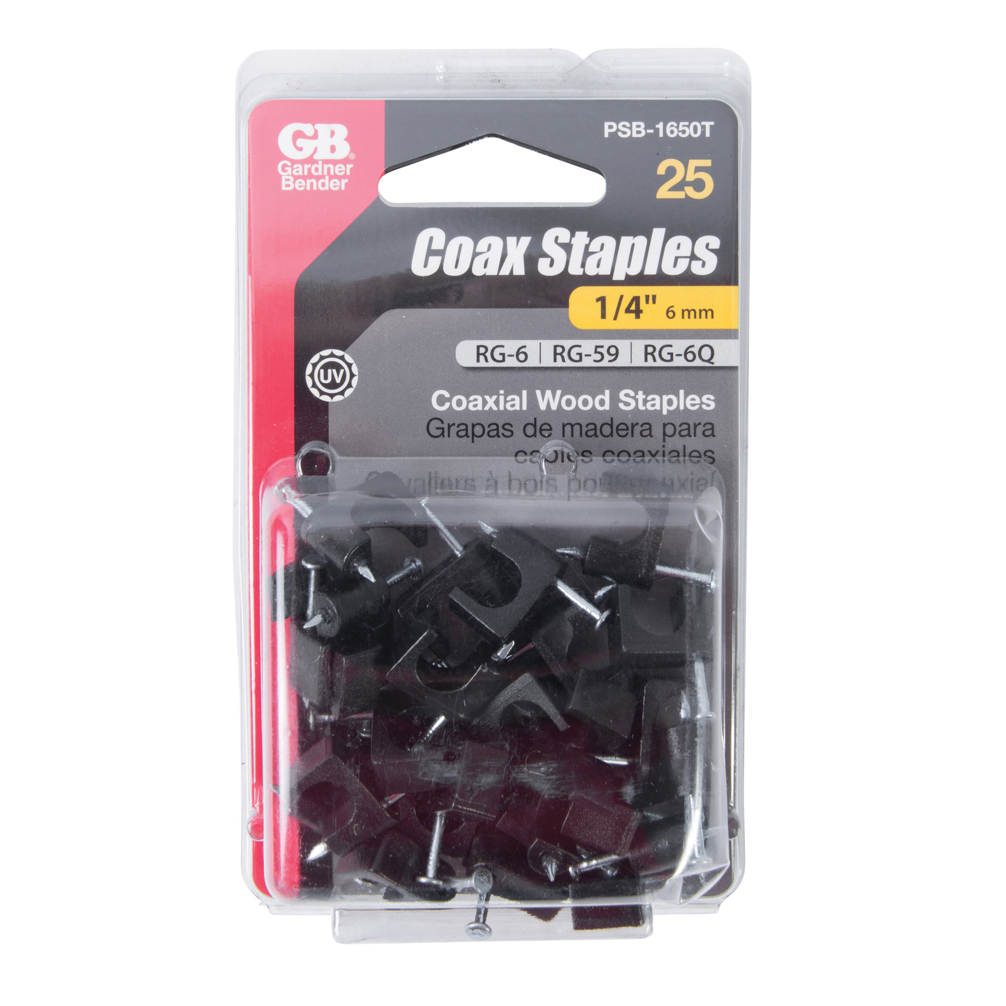 Gardner Bender PSB-1650T Cable Staple, 1/4 in W Crown, Polyethylene - 2