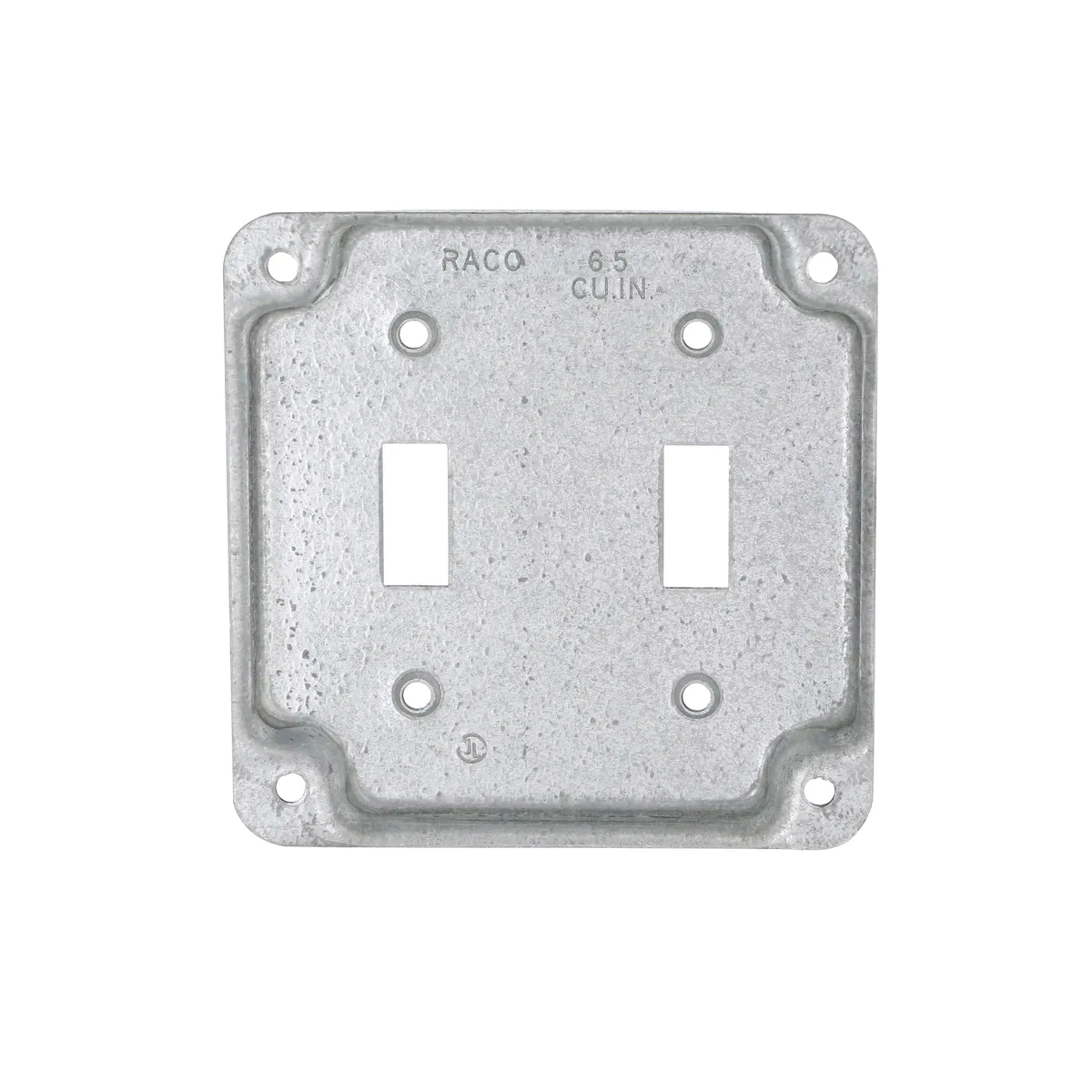 Raco 803C Exposed Work Cover, 4-3/16 in L, 4-3/16 in W, Square, 10/BAG, Steel, Gray, Galvanized - 3