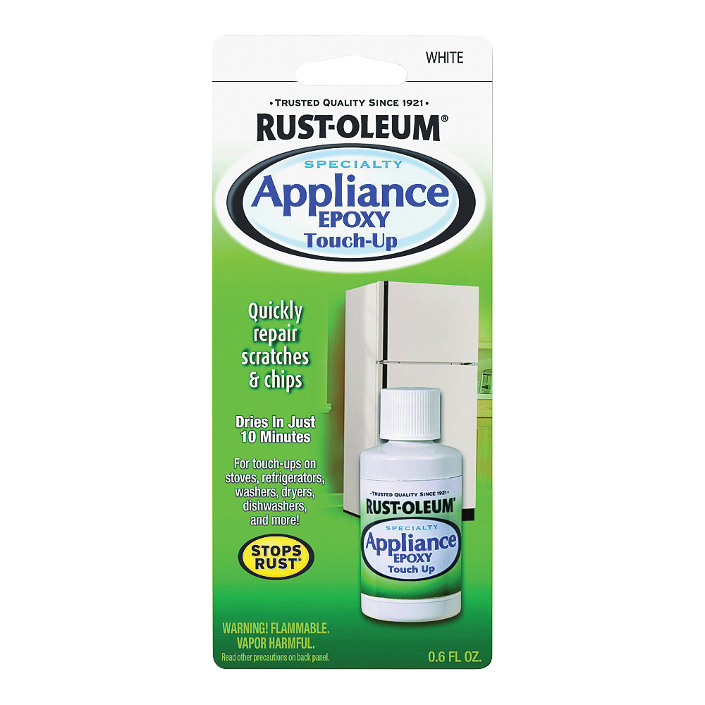 Rust-Oleum 203000 Appliance Touch Up Paint, Solvent, White, 0.6 oz Bottle