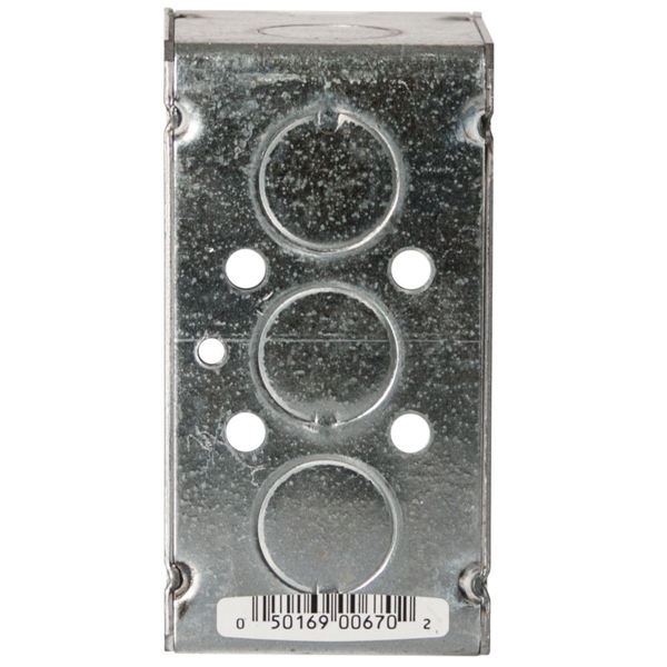 Raco 8670 Welded Handy Box, 1 -Gang, 11 -Knockout, 1/2 in Knockout, Steel, Gray, Galvanized - 3