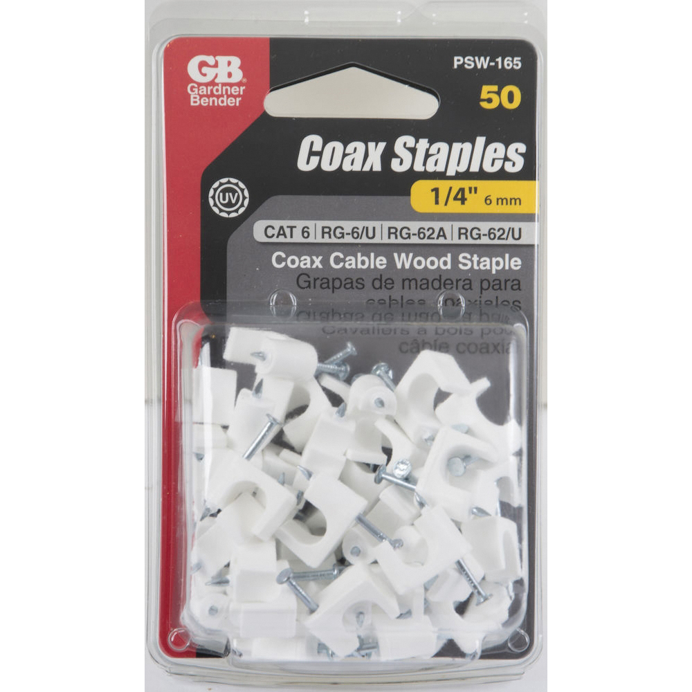 Gardner Bender PSW-165 Cable Staple, 1/4 in W Crown, 15/16 in L Leg, Polyethylene - 2