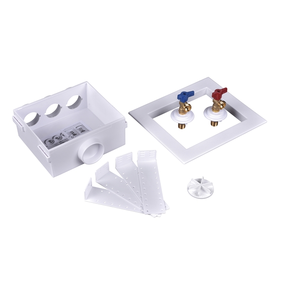 Oatey 38529 Washing Machine Outlet Box, 1/2 in Connection, Brass/Polystyrene - 3