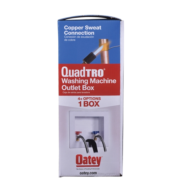 Oatey 38529 Washing Machine Outlet Box, 1/2 in Connection, Brass/Polystyrene - 4