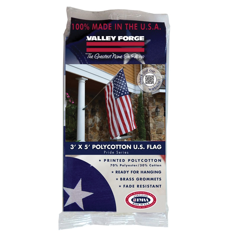 Valley Forge USS-1 USA Flag, 5 ft W, 3 ft H, Polycotton - 3