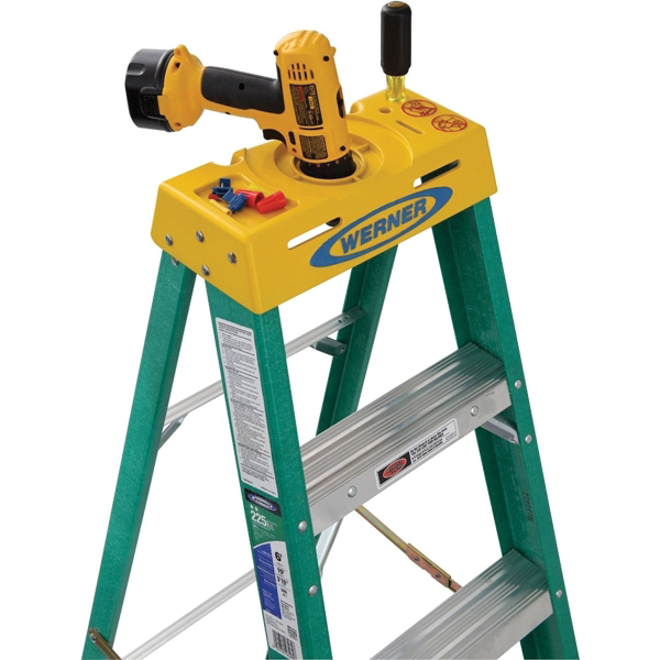 Werner 5906 Step Ladder, 6 ft H, Type II Duty Rating, Fiberglass, 225 lb, 5-Step, 10 ft Max Reach - 4