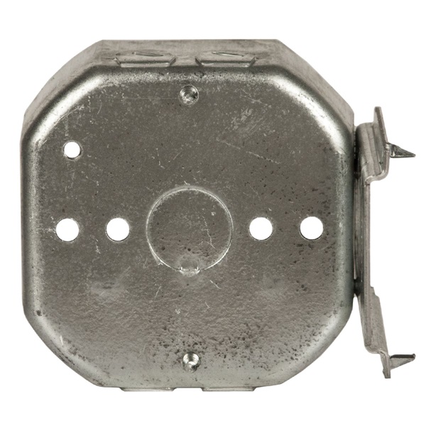 Raco 160 Octagon Box, 4.067 in OAW, 1-1/2 in OAD, 3.579 in OAH, 1-Gang, 3-Knockout, Steel Housing Material, Gray - 2