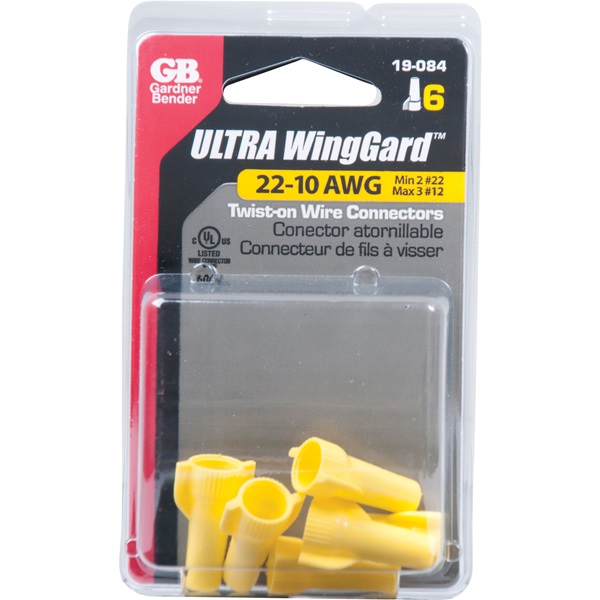 Gardner Bender WingGard 19-084 Wire Connector, 22 to 10 AWG Wire, Steel Contact, Thermoplastic Housing Material, Yellow - 4