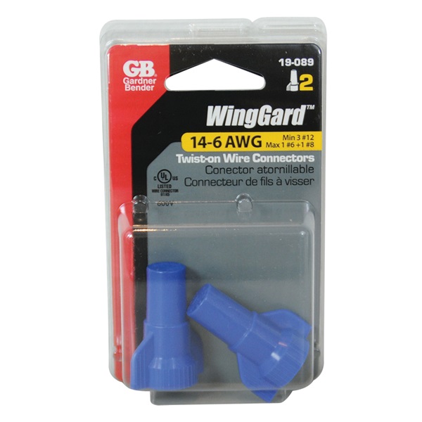 Gardner Bender WingGard 19-089 Wire Connector, 14 to 6 AWG Wire, Steel Contact, Thermoplastic Housing Material, Blue - 4
