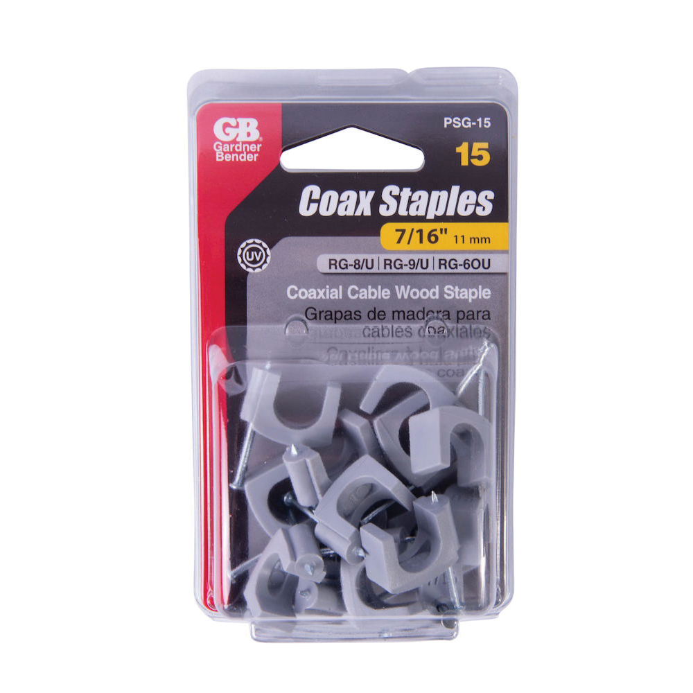 Gardner Bender PSG-15 Cable Staple, 7/16 in W Crown, 1-1/4 in L Leg, Polyethylene - 4