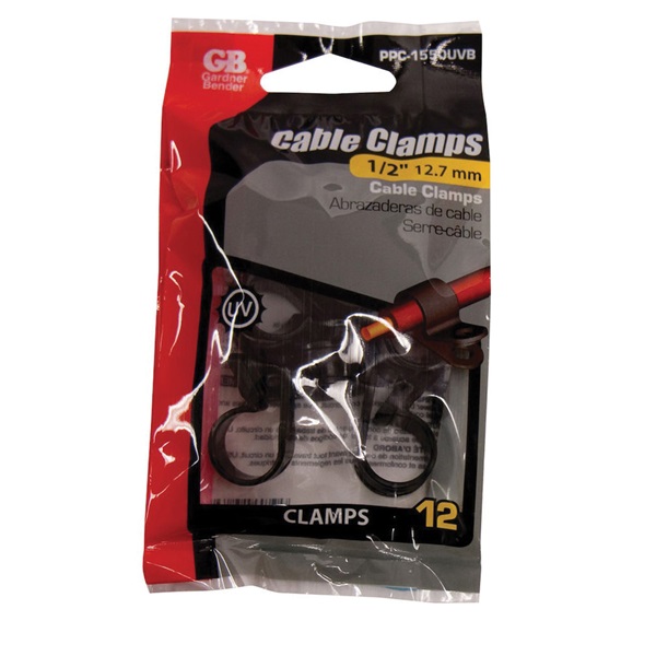 Gardner Bender PPC-1550UVB Cable Clamp, 1/2 in Max Bundle Dia, Plastic, Black - 2