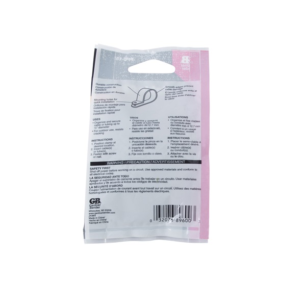 Gardner Bender PPC-1550UVB Cable Clamp, 1/2 in Max Bundle Dia, Plastic, Black - 4
