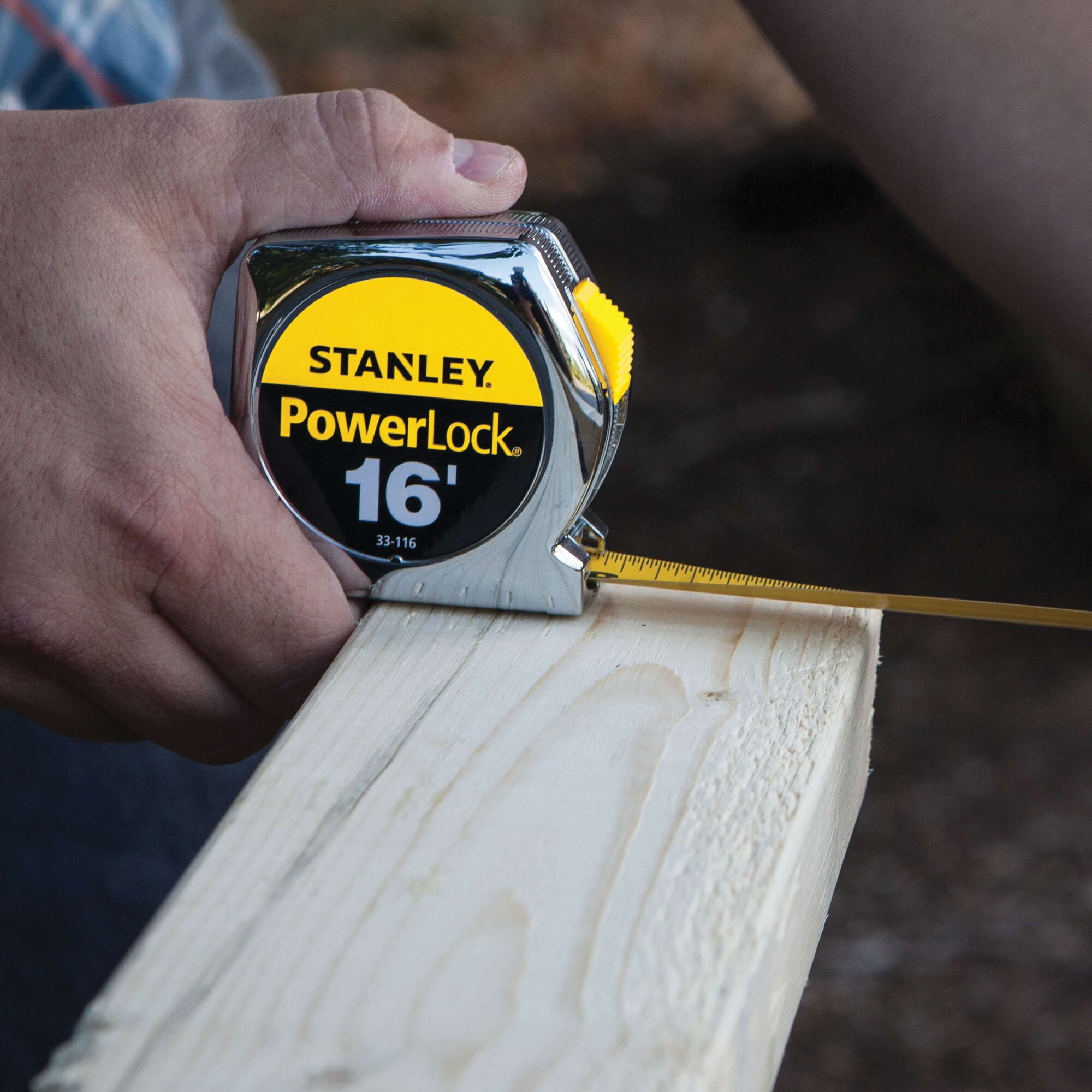 STANLEY 33-116 Measuring Tape, 16 ft L Blade, 3/4 in W Blade, Steel Blade, ABS Case, Chrome Case, 5 ft Standout - 5