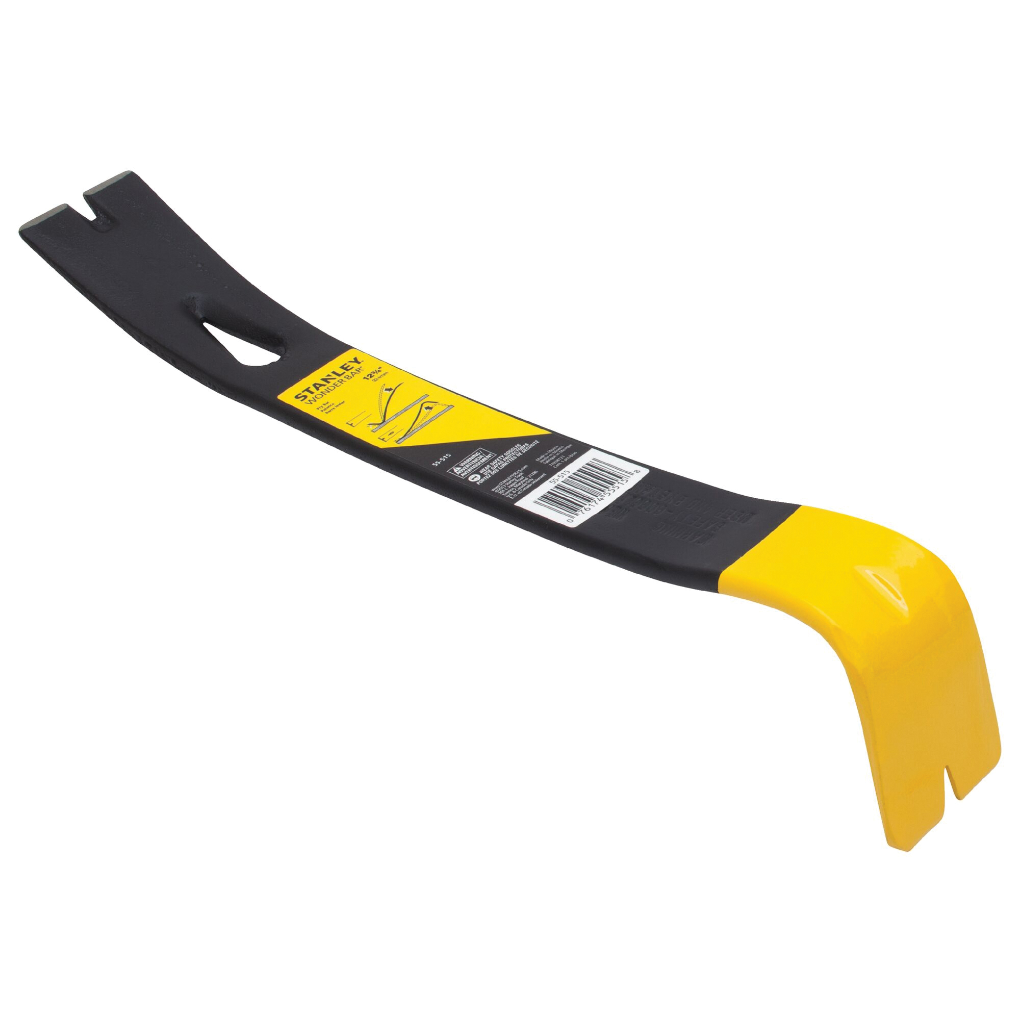 STANLEY Wonder Bar 55-515 Pry Bar, 12-3/4 in L, Beveled Tip, 1-3/4 in Claw Blade Width Tip, HCS, Black/Yellow - 3