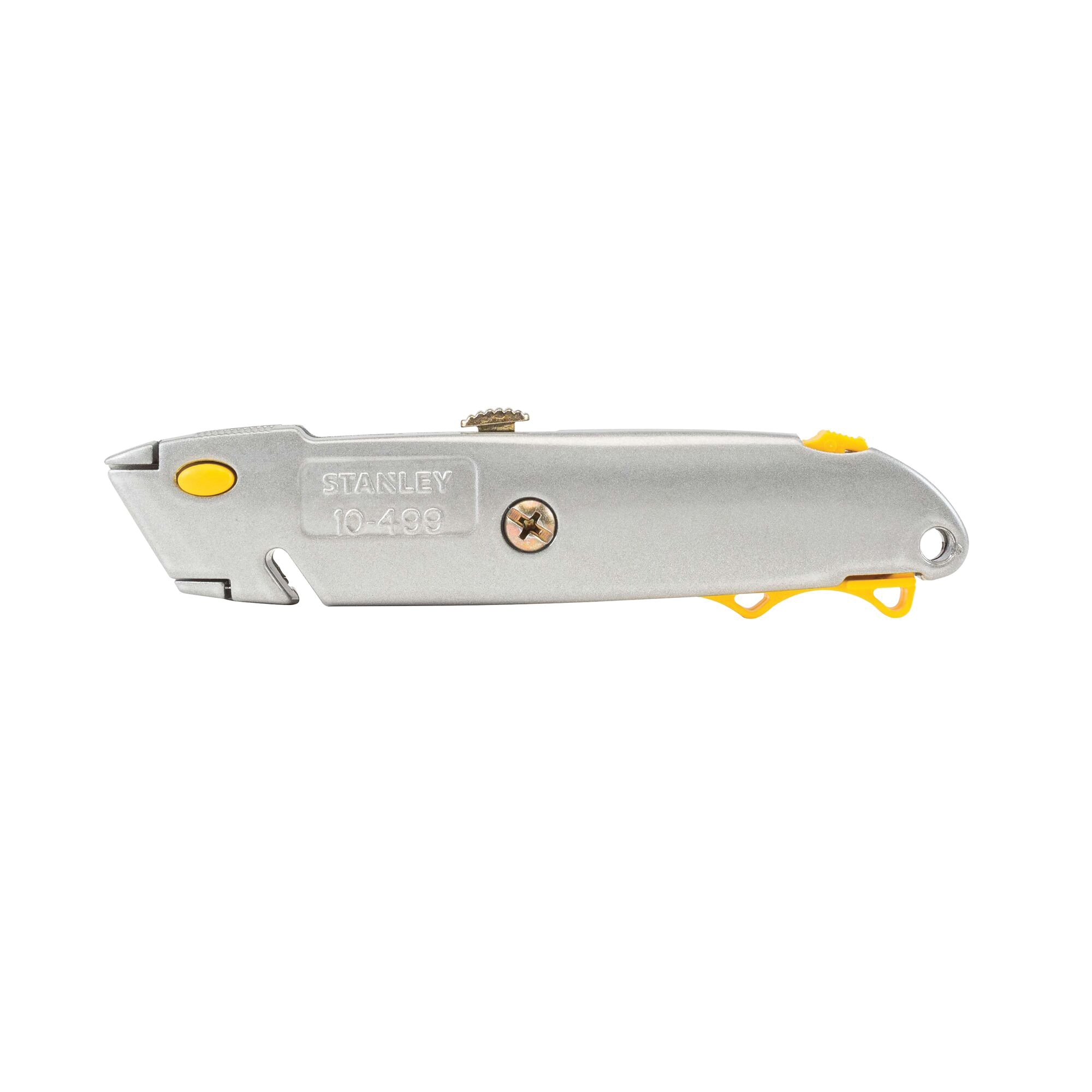 STANLEY 10-499 Utility Knife, 2-7/16 in L Blade, 3 in W Blade, HCS Blade, Gray Handle, Straight Handle - 2