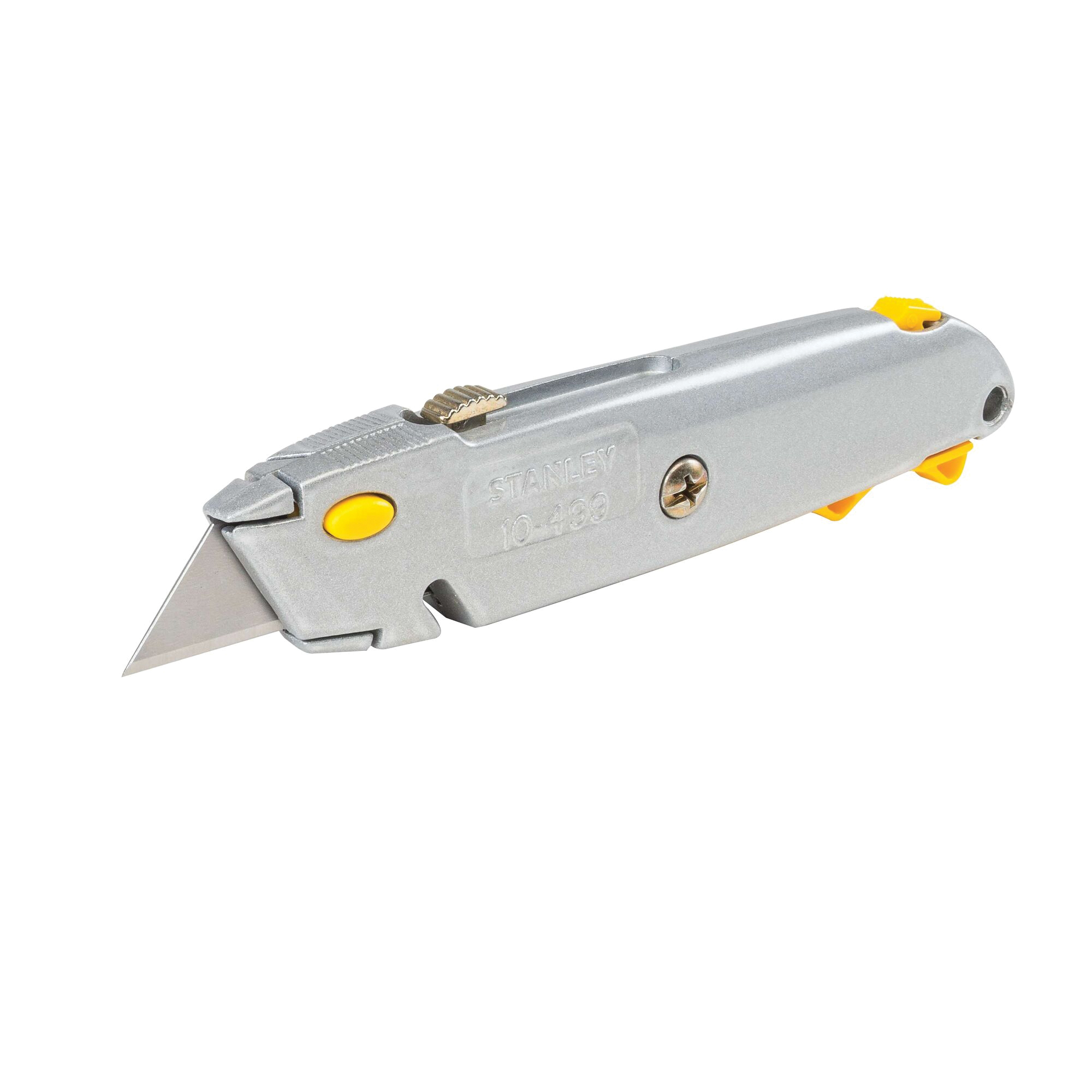 STANLEY 10-499 Utility Knife, 2-7/16 in L Blade, 3 in W Blade, HCS Blade, Gray Handle, Straight Handle - 3