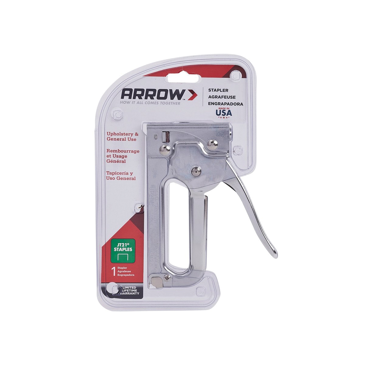 Arrow JT21CM Staple Gun, JT21 Staple, 7/16 in W Crown, 1/4 to 3/8 in L Leg, Steel Staple - 4