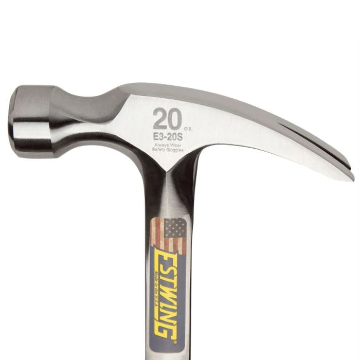 Estwing E3-20S Nail Hammer, 20 oz Head, Rip Claw, Smooth Face Head, Steel Head, 13-3/4 in OAL - 1