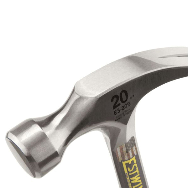 Estwing E3-20S Nail Hammer, 20 oz Head, Rip Claw, Smooth Face Head, Steel Head, 13-3/4 in OAL - 4