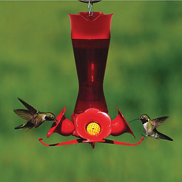 Perky-Pet 403CP Bird Feeder, 8 oz, 4-Port/Perch, Plastic, Red, 9-1/2 in H - 2