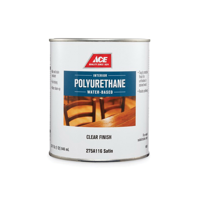 ACE 16003 Polyurethane Varnish, Satin, Clear, Liquid, 1 qt, Can - 2