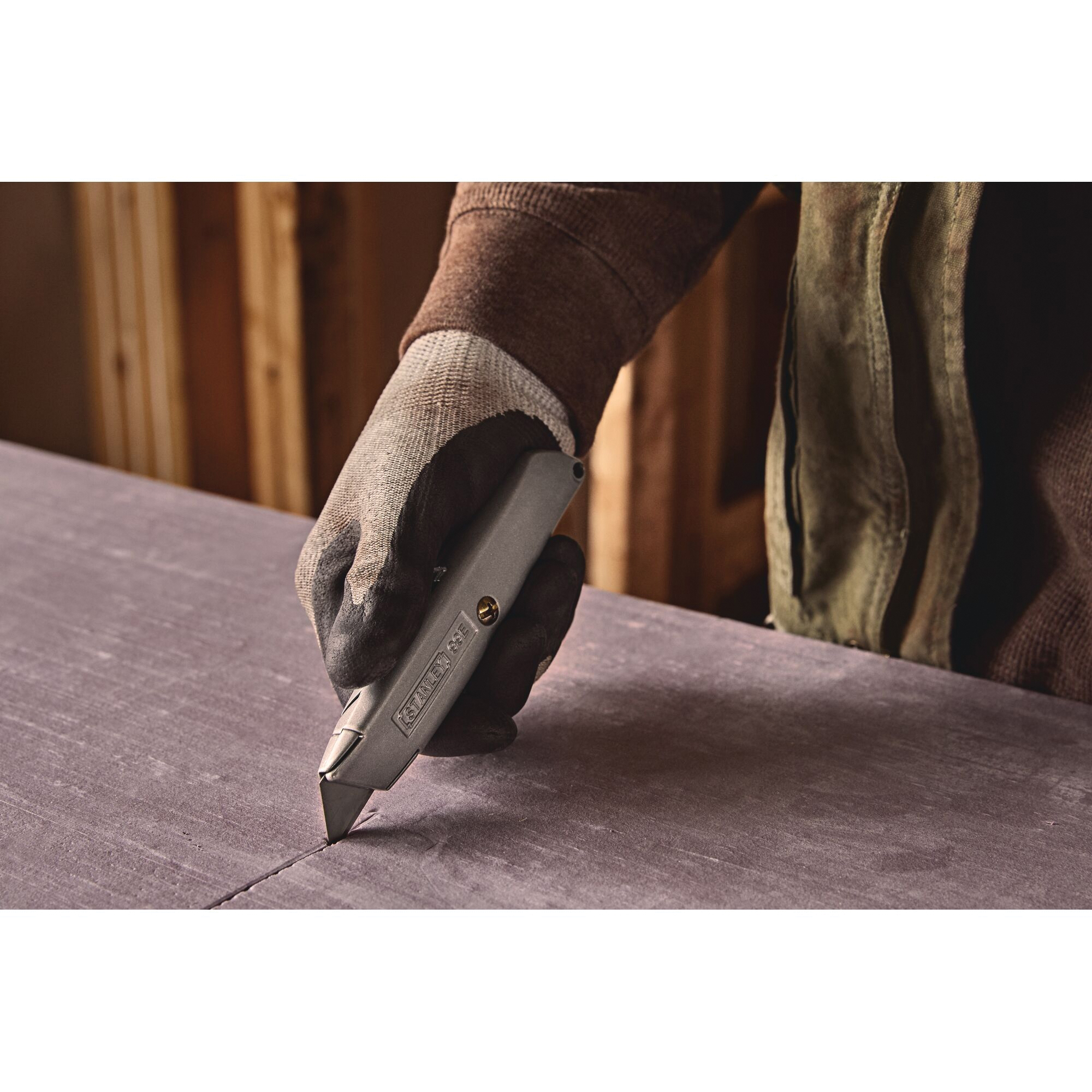 STANLEY 99E 10-099 Utility Knife, 2-7/16 in L Blade, 3 in W Blade, HCS Blade, Straight Handle, Gray Handle - 4