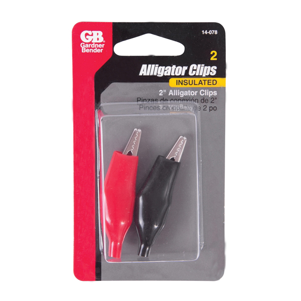 Gardner Bender 14-078 Alligator Clip, 7/16 in Jaw Opening, 22 to 14 AWG Wire, Vinyl Insulation, Black/Red - 2