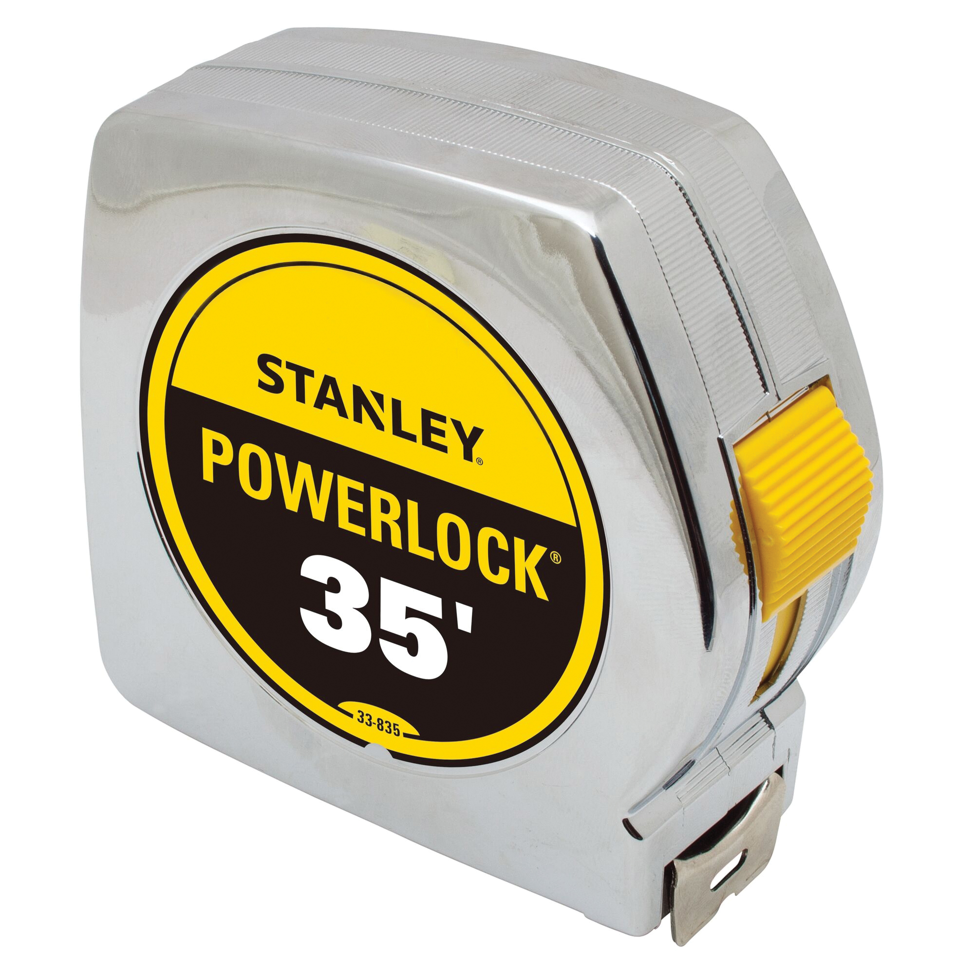 STANLEY PowerLock 33-835 Tape Measure, 35 ft L Blade, 1 in W Blade, Steel Blade, ABS Case, Chrome Case - 2